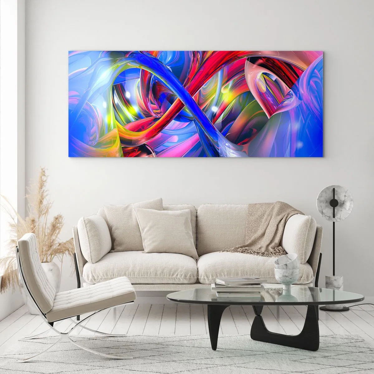 Quadro em vidro - Dança das cores - 90x30 cm