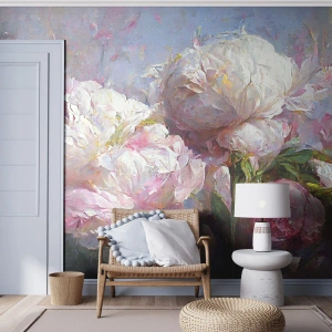 Papel de Parede Premium Sand - Um buquê cheio de vida - Flores, Peônias, Classicismo - 250x175 cm