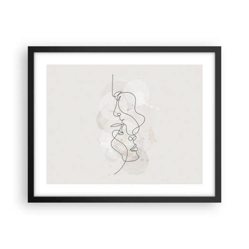 Pôster com moldura preta - Emaranhados num abraço - 50x40 cm