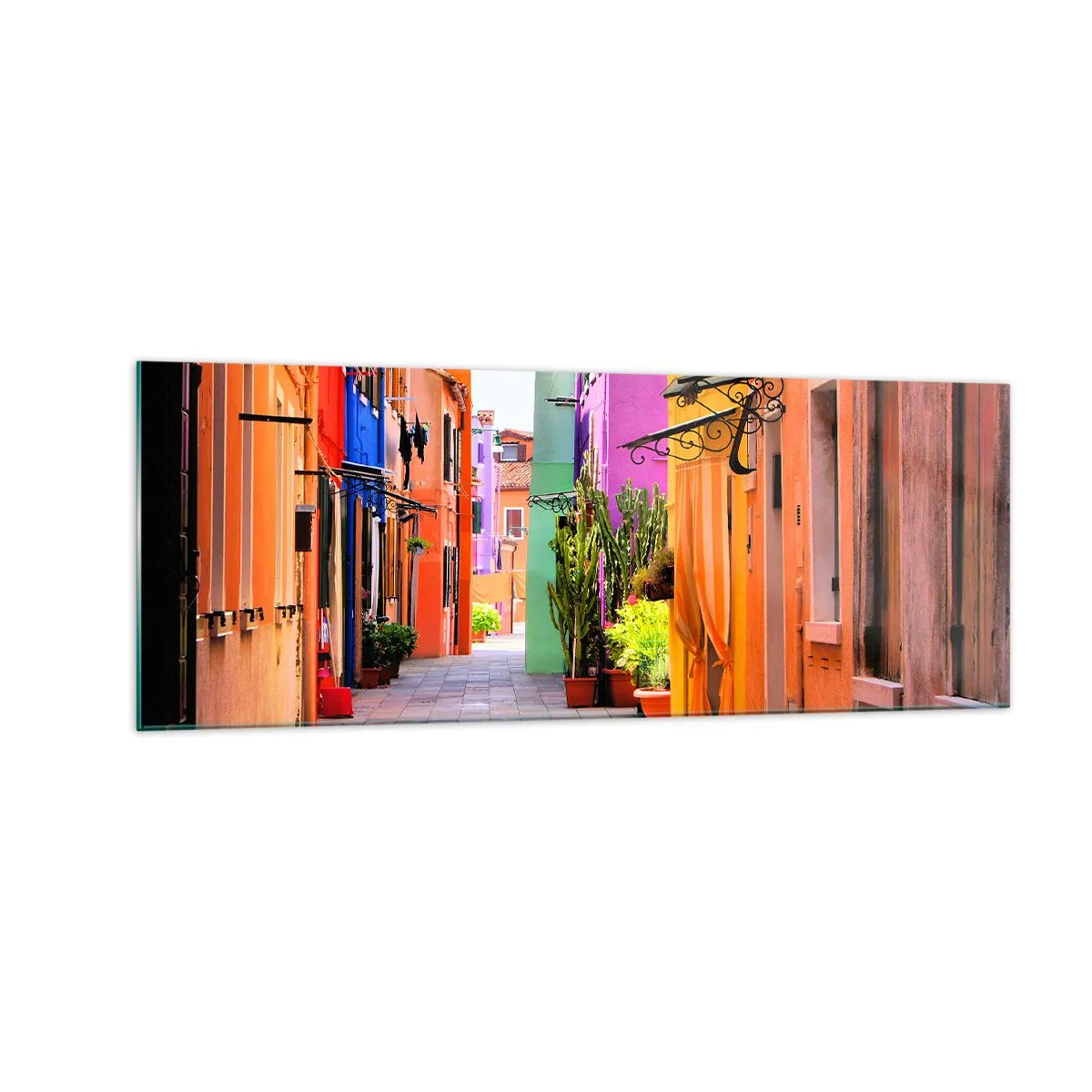 Quadro em vidro - Beco arco-íris - 140x50 cm