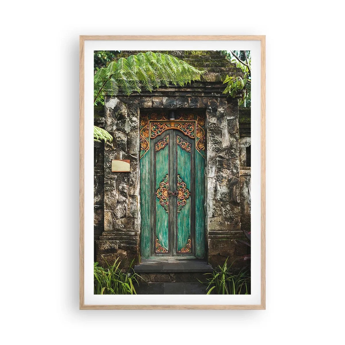 Pôster com moldura de carvalho claro - Portas para um mundo exótico - 61x91 cm