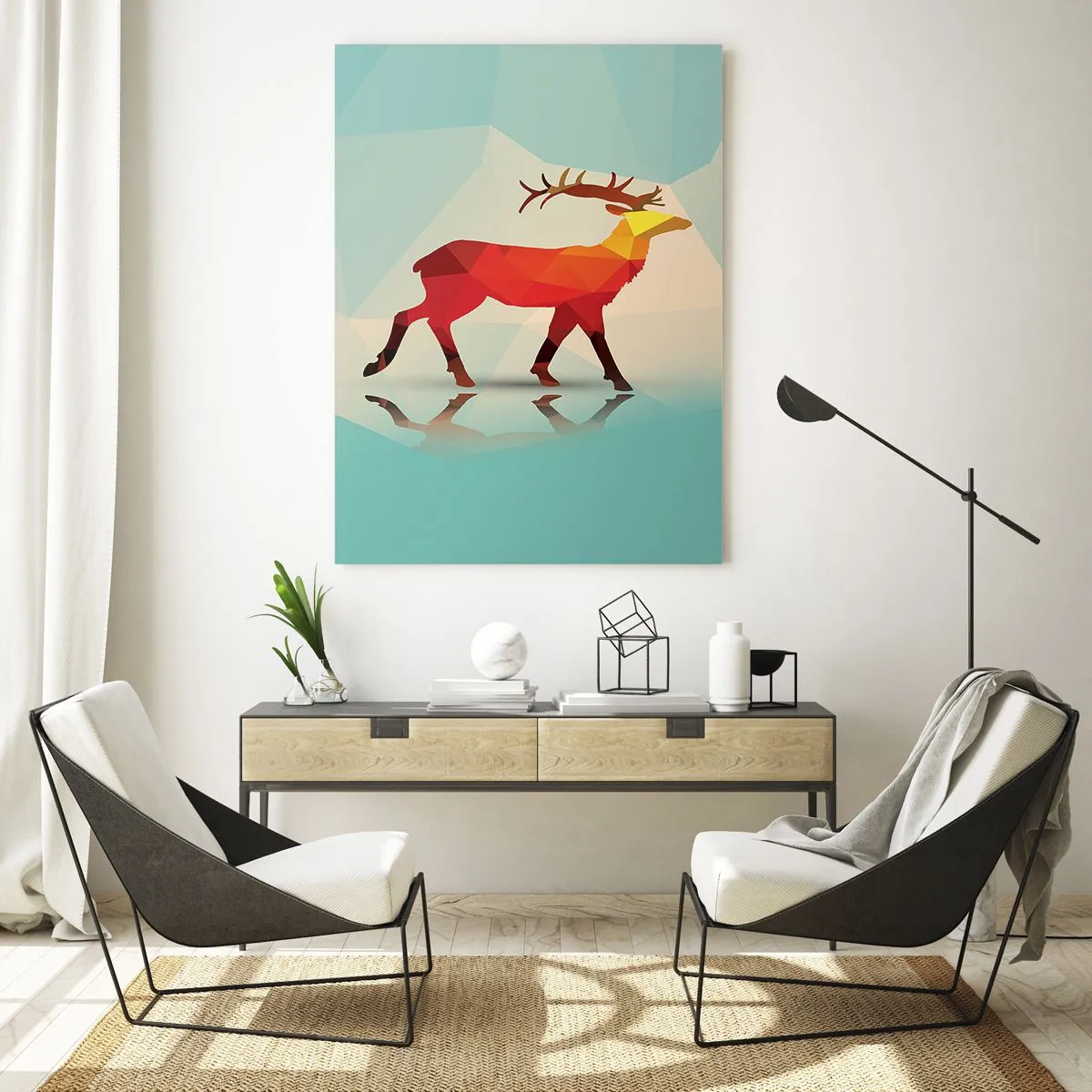 Quadro em vidro - Veado geométrico - 50x70 cm