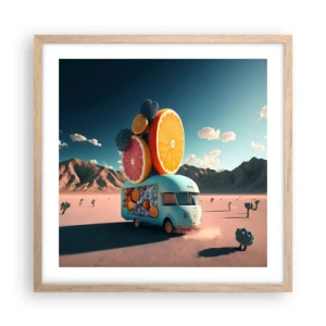 Pôster com moldura de carvalho claro - O sabor das férias - 50x50 cm