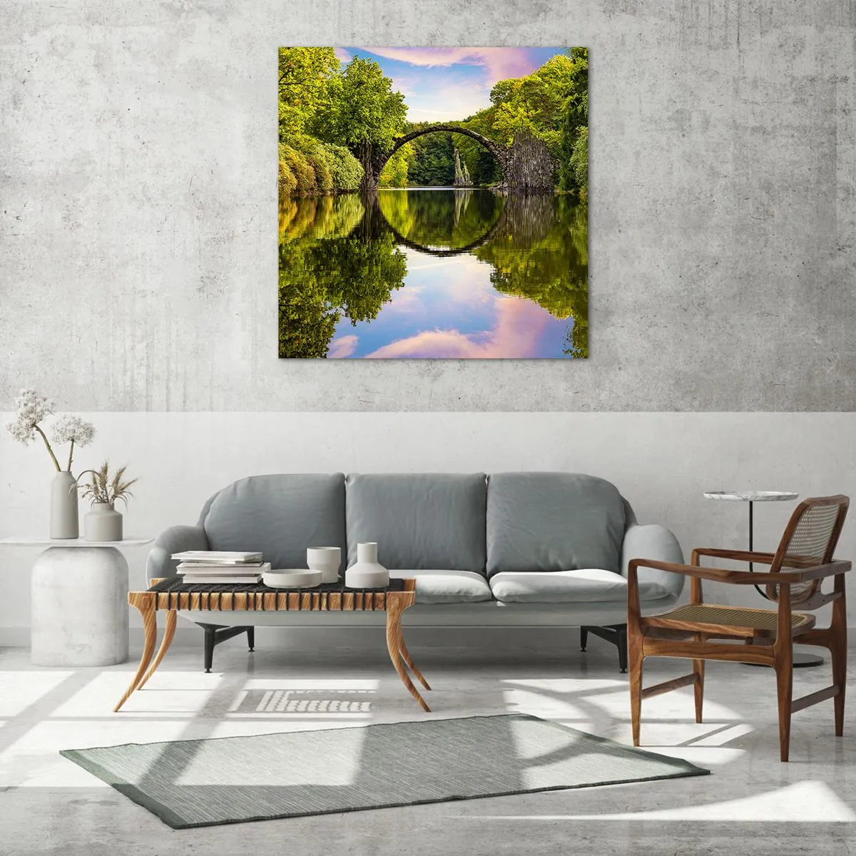 Quadro em vidro - Na junção de dois mundos - 70x70 cm