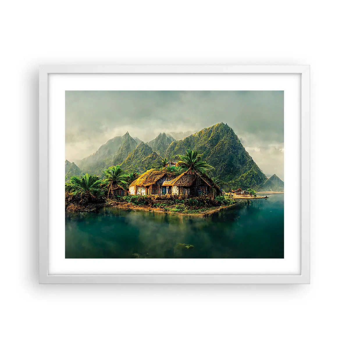 Pôster em moldura branca - Paraíso Tropical - 50x40 cm