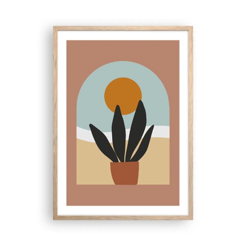 Pôster com moldura de carvalho claro - Pequenas alegrias - 50x70 cm