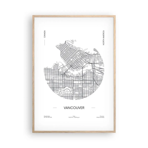 Pôster com moldura de carvalho claro - Anatomia de Vacouver - 70x100 cm
