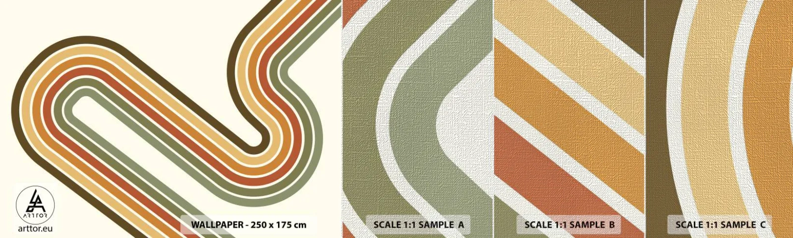 Amostra de papel de parede Premium Canvas - Ziguezague para o destino - Abstração, Pedaço, Padrão Moderno - 100x30 cm