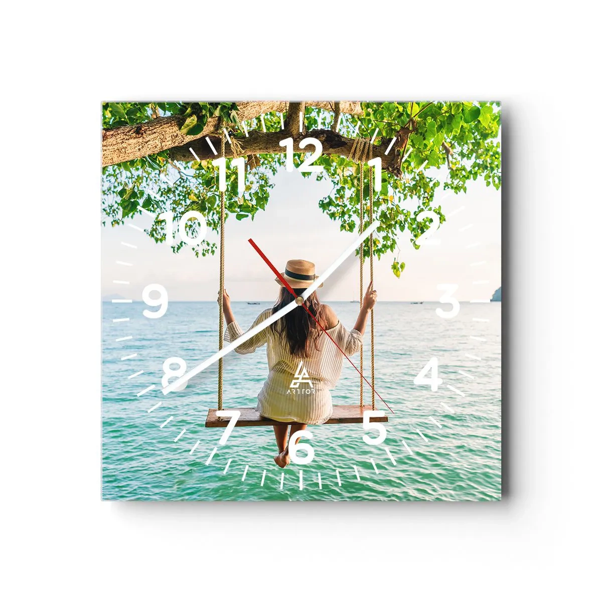 Relógio de parede - Relógio em vidro - A vida é bela - 40x40 cm