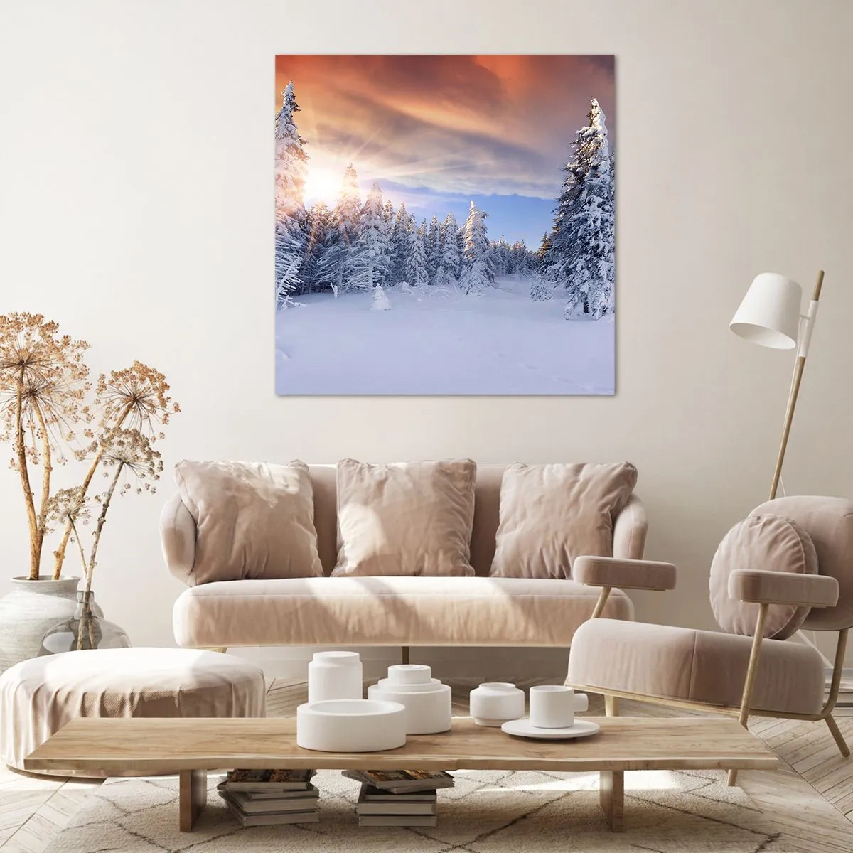 Quadro em tela - Espetáculo de neve da natureza - 40x40 cm