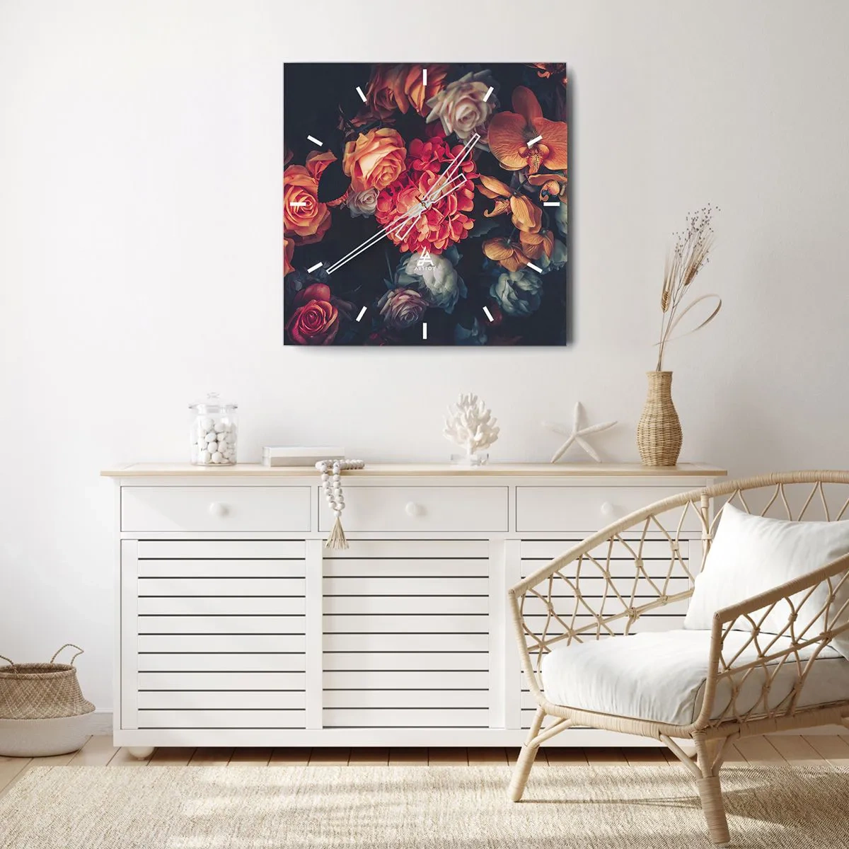 Relógio de parede - Relógio em vidro - Como nos mestres holandeses - 40x40 cm