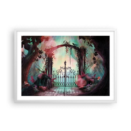 Pôster em moldura branca - Jardim secreto - 70x50 cm