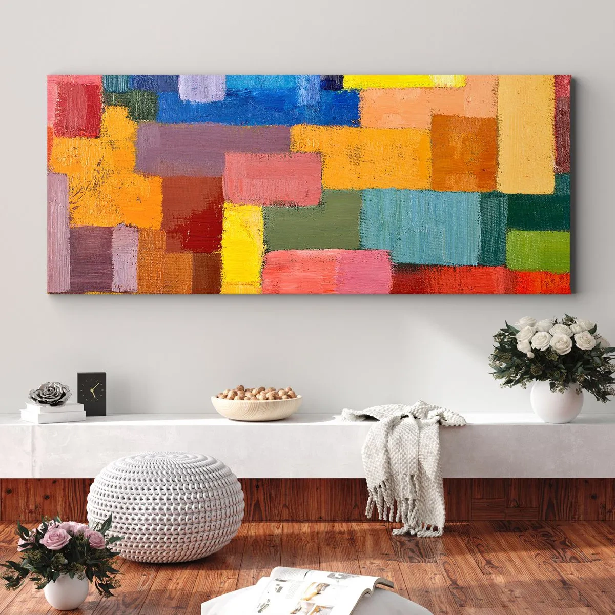 Quadro em tela - Cada um diferente, todos coloridos - 100x40 cm