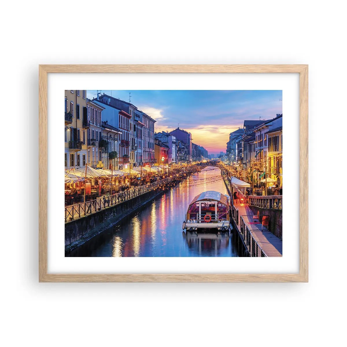 Pôster com moldura de carvalho claro - Uma noite de luz e diversão - 50x40 cm