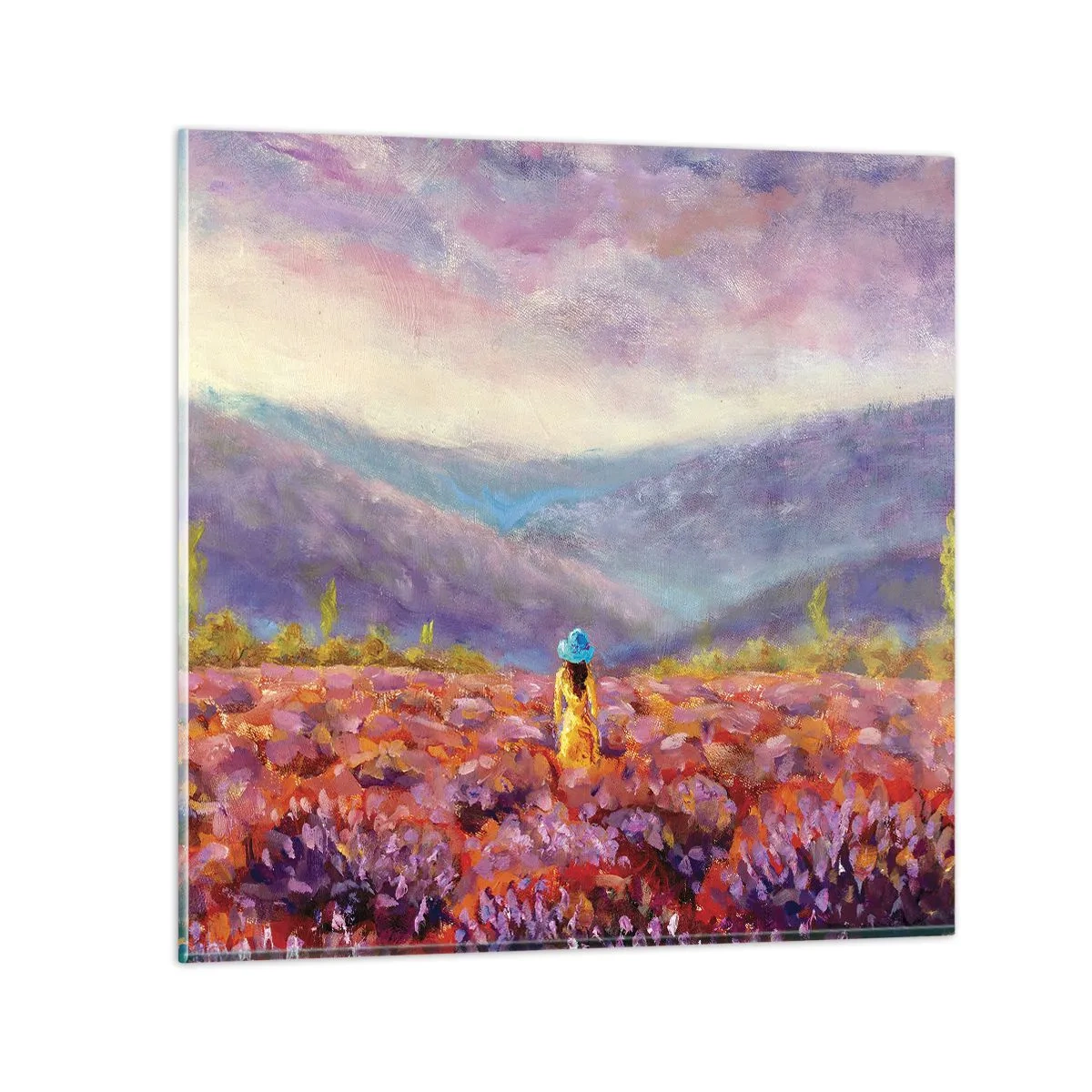 Quadro em vidro - No mundo da lavanda - 40x40 cm