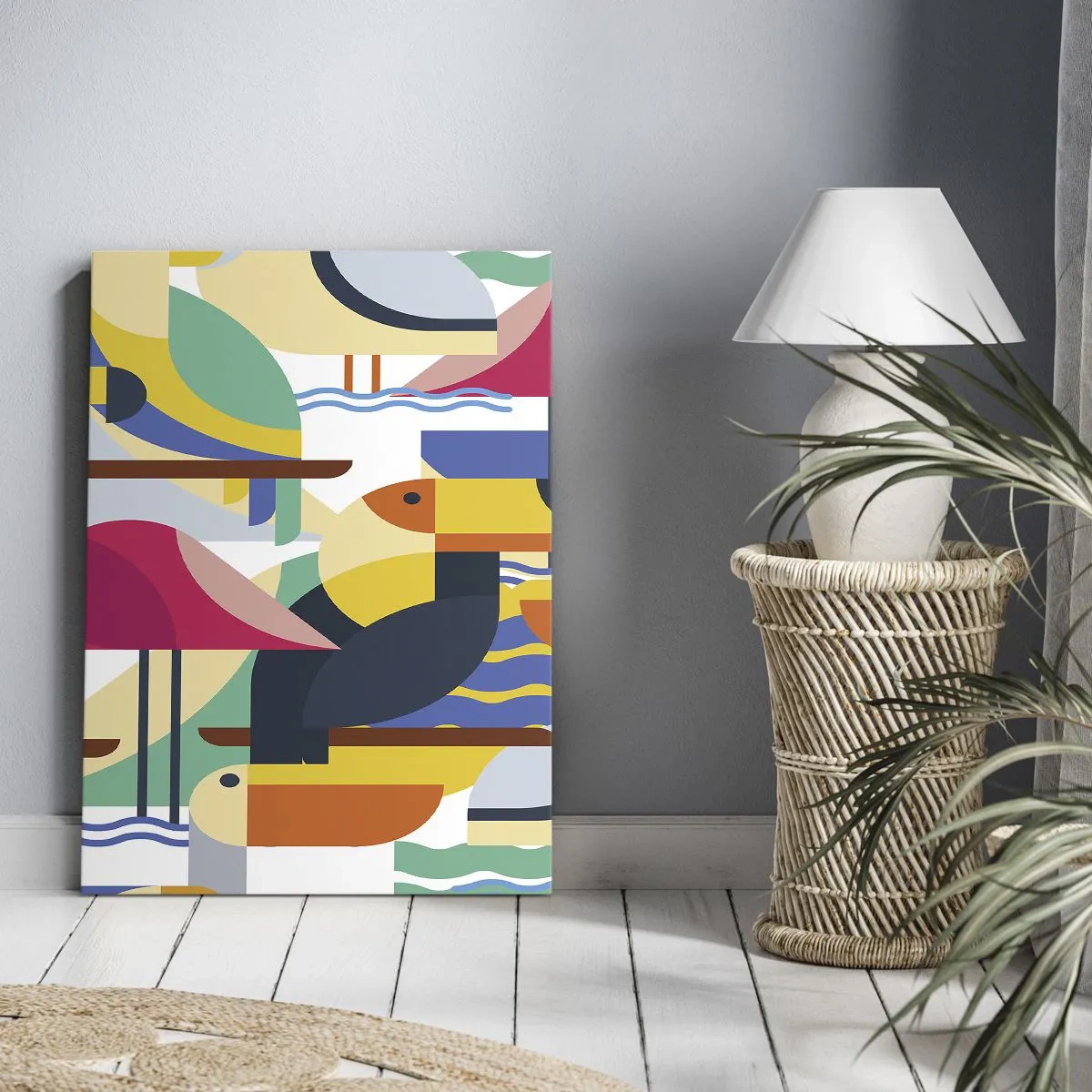 Quadro em tela - A festa dos pássaros - 45x80 cm