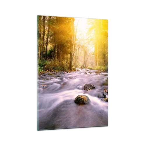 Quadro em vidro - Malaquita em um cenário de ouro e prata - 80x120 cm