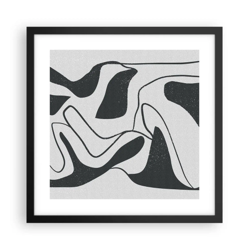 Pôster com moldura preta - Labirinto abstrato divertido - 40x40 cm