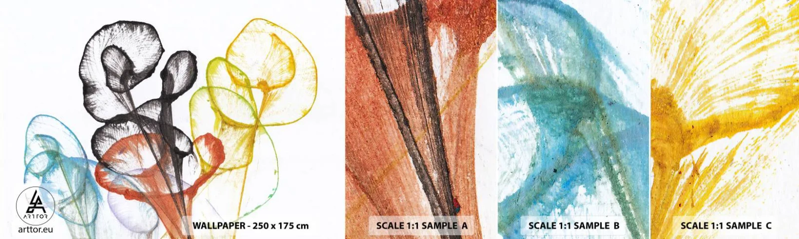 Amostra de Papel de Parede Standard Eco - Flores com alma - Flores, Abstração, Gráficos - 100x30 cm