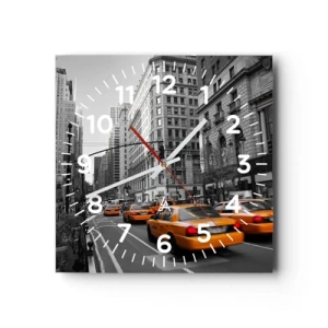 Relógio de parede - Relógio em vidro - Sol da cidade grande - 30x30 cm