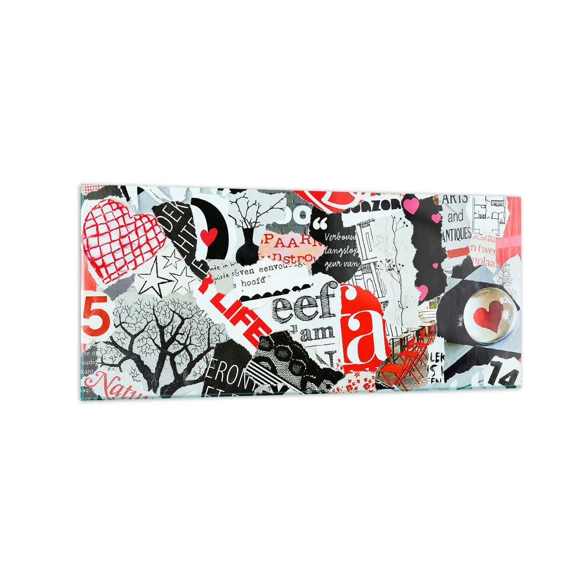 Quadro em vidro - Colagem hipster - 120x50 cm
