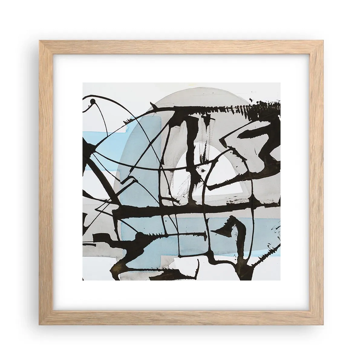 Pôster com moldura de carvalho claro - Azul mesmo assim - 30x30 cm