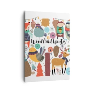 Quadro em tela - Natal de conto de fadas na floresta - 50x70 cm