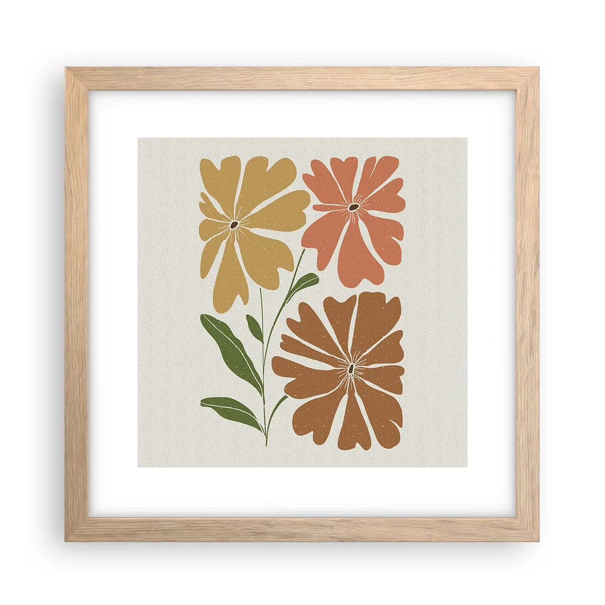 Pôster com moldura de carvalho claro - Natureza e geometria - 30x30 cm