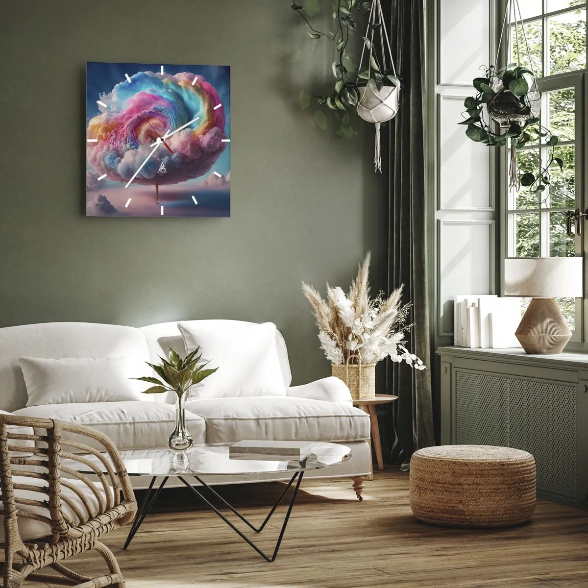 Relógio de parede - Relógio em vidro - O sonho de um parque de diversões - 30x30 cm