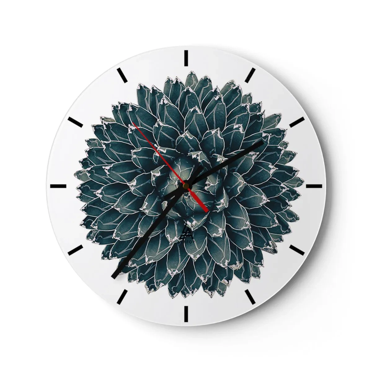 Relógio de parede - Relógio em vidro - Roseta suculenta simétrica em tons de verde - 30x30cm - Estrela do Deserto - Decoração de parede moderna para a sala de estar, cozinha e quarto ARTTOR
