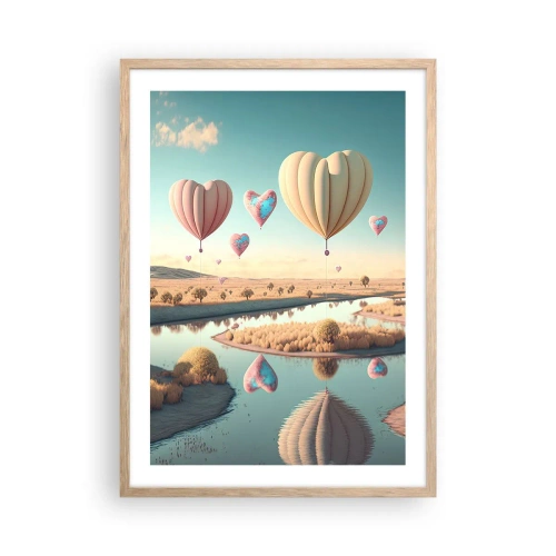 Pôster com moldura de carvalho claro - O amor permite se reerguer - 50x70 cm