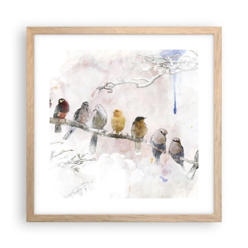 Pôster com moldura de carvalho claro - Reunião alada - 40x40 cm