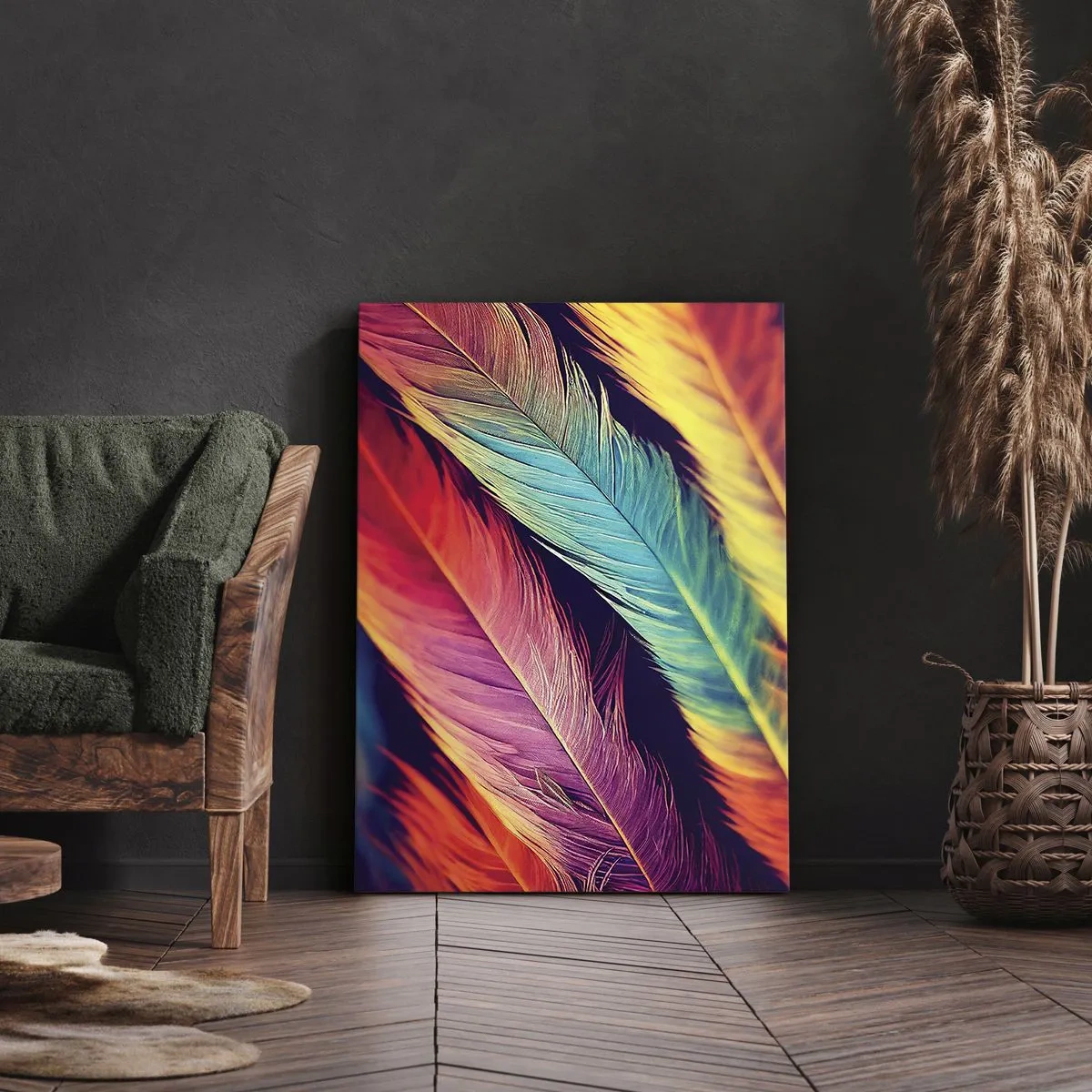 Quadro em tela - Arco-íris emplumado - 50x70 cm