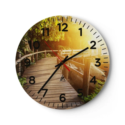 Relógio de parede - Relógio em vidro - Mais uma curva, mais milagres - 40x40 cm