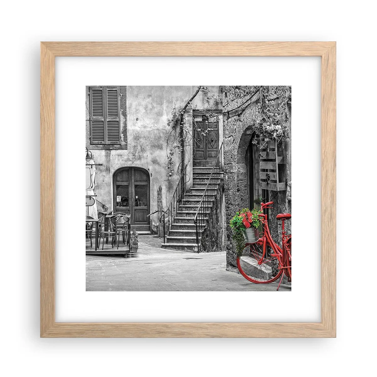 Pôster com moldura de carvalho claro - Beco da Toscana - 30x30 cm