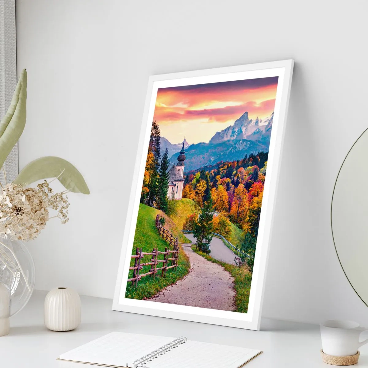 Pôster em moldura branca - Paisagem como uma pintura - 61x91 cm