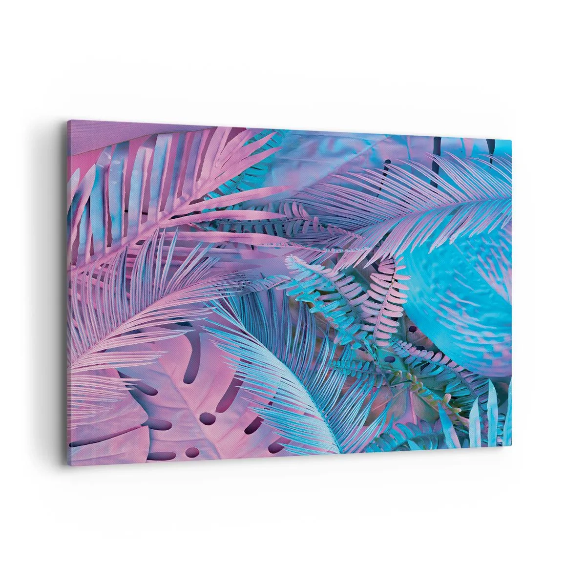 Quadro em tela - Trópicos em rosa e azul - 120x80 cm