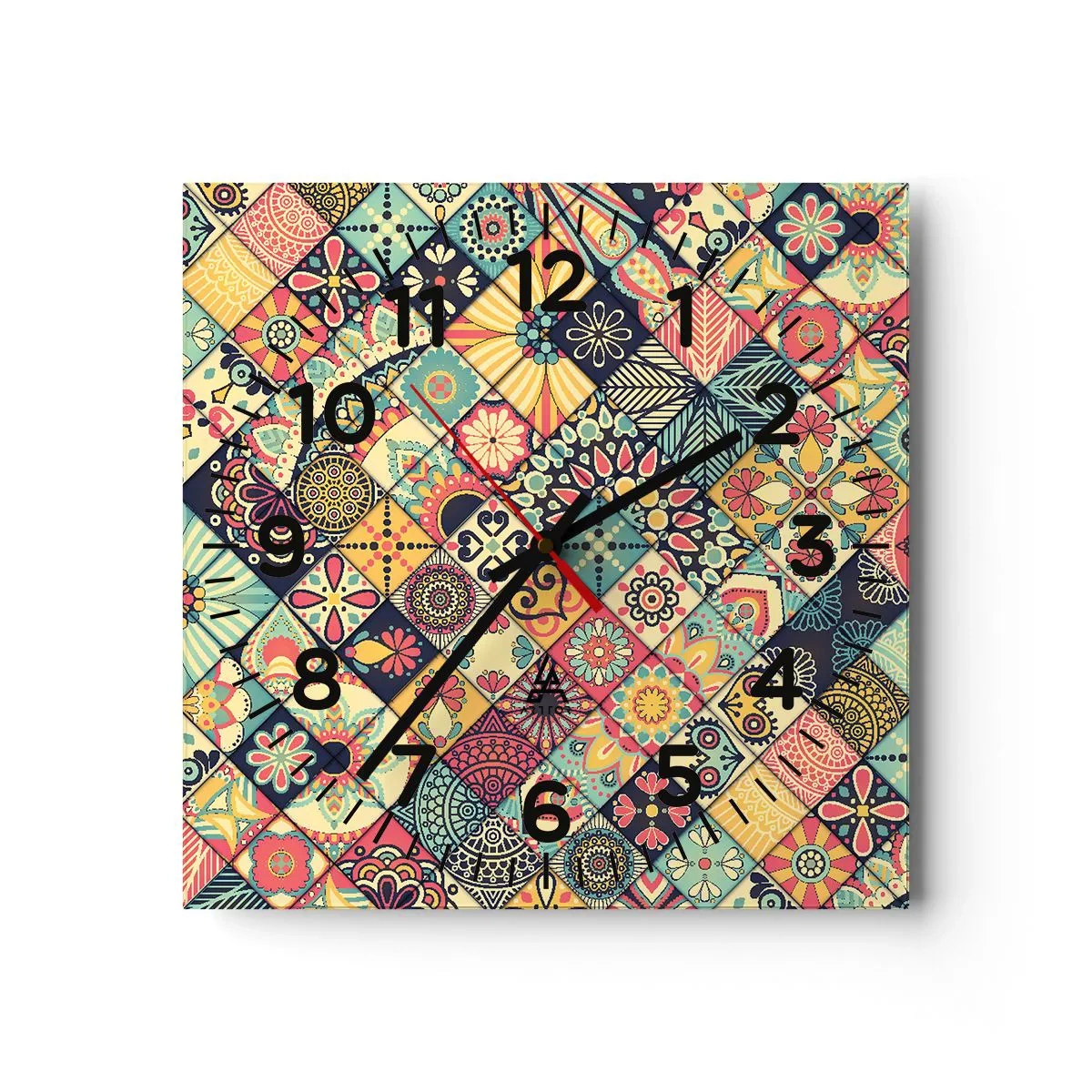 Relógio de parede - Relógio em vidro - Vibrações marroquinas - 30x30 cm
