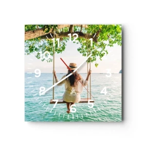 Relógio de parede - Relógio em vidro - A vida é bela - 30x30 cm