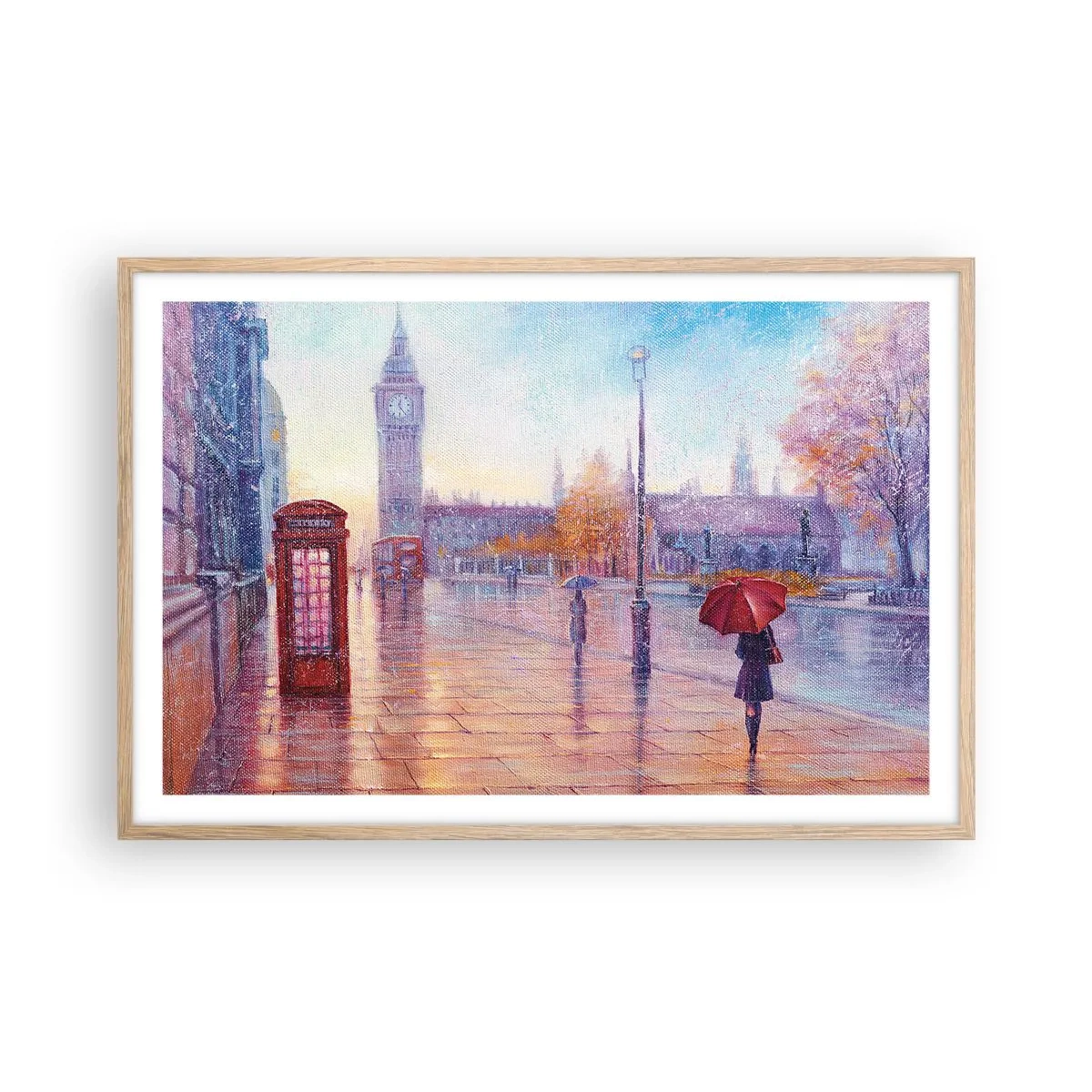 Pôster com moldura de carvalho claro - Um dia de outono em Londres - 91x61 cm