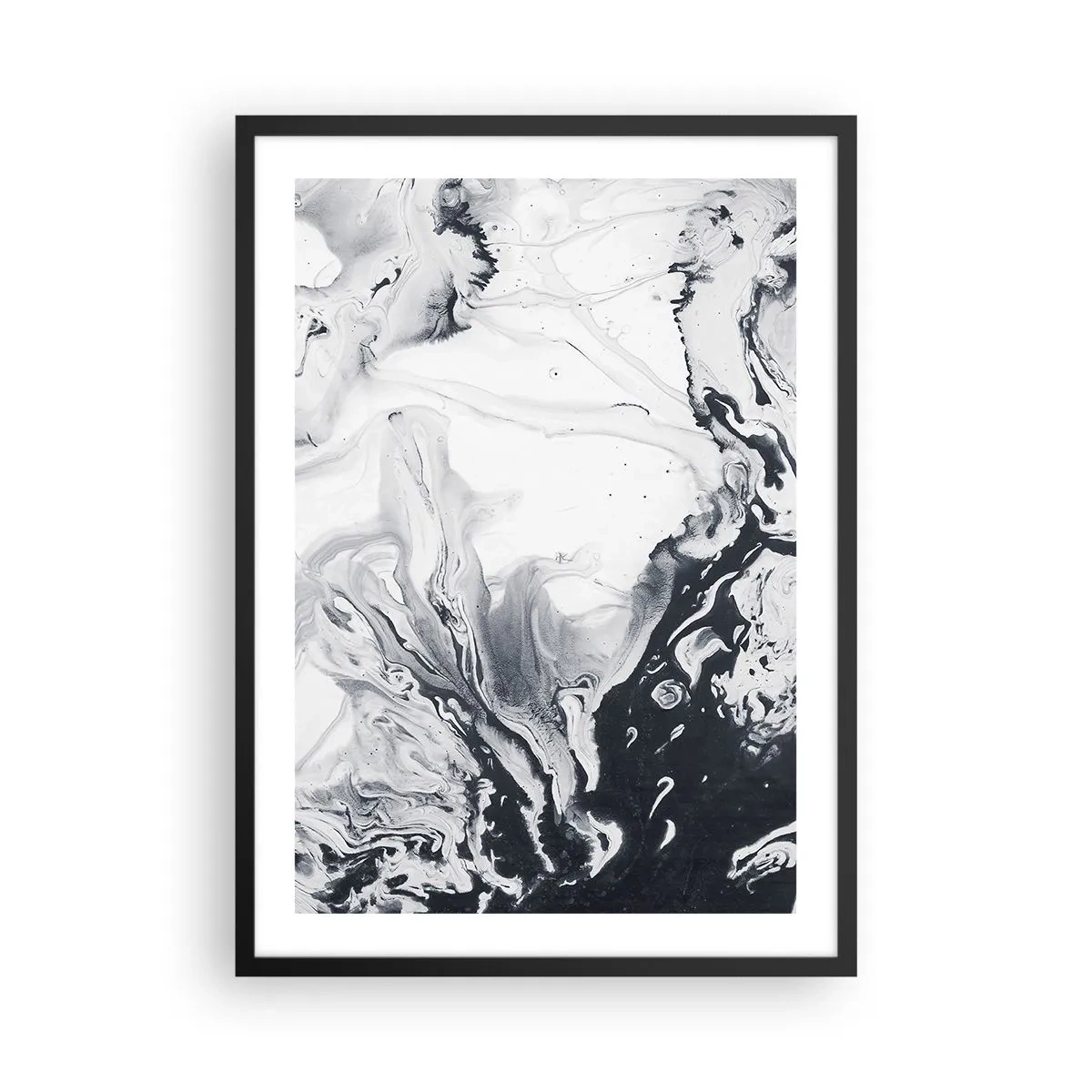 Pôster com moldura preta - Padrões abstratos em preto e branco - 50x70cm - O Interior da Terra - Decoração de parede moderna para a sala de estar e quarto ARTTOR