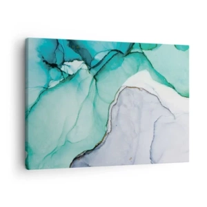 Quadro em tela - Padrão abstrato em tons de turquesa e branco - 70x50cm - Estudo em turquesa - Decoração de parede moderna para a sala de estar e quarto ARTTOR