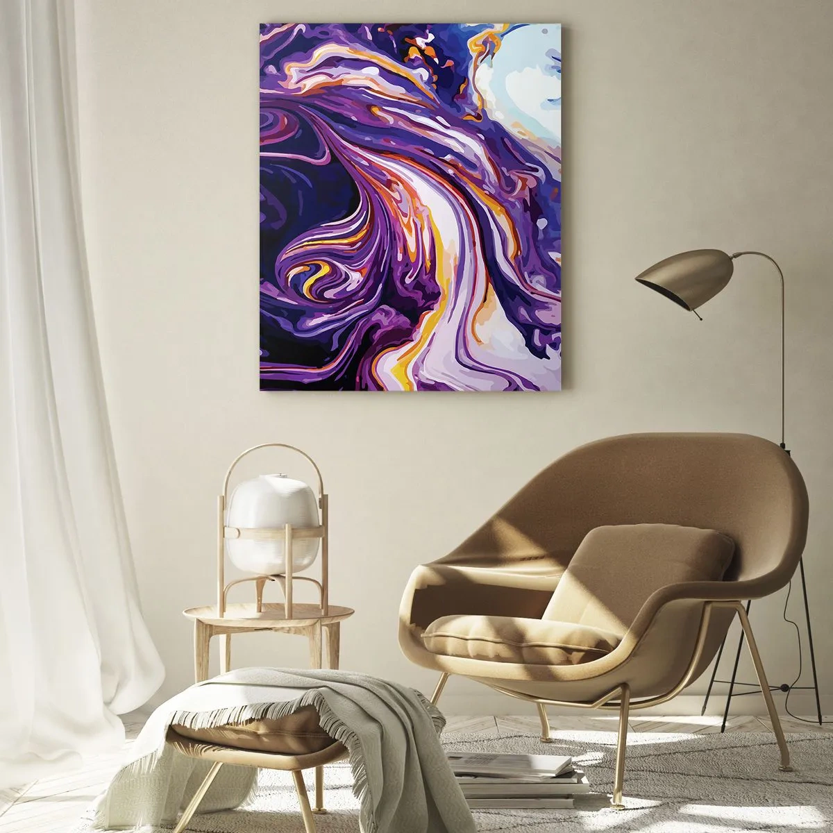 Quadro em vidro - Onde o espaço se dobra em roxo - 50x70 cm