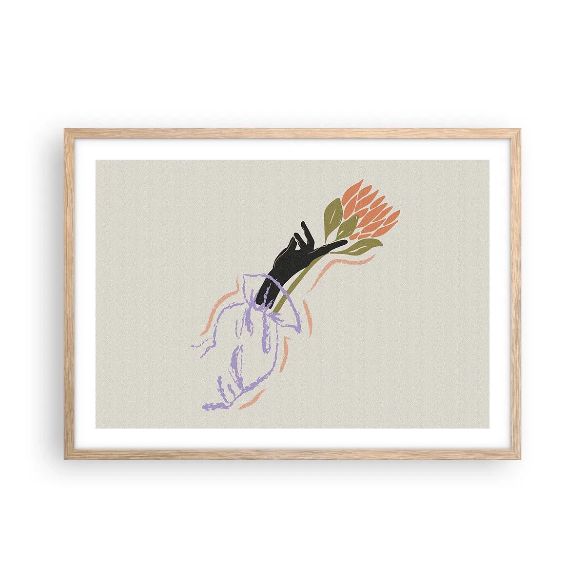 Pôster com moldura de carvalho claro - Toque fraterno - 70x50 cm