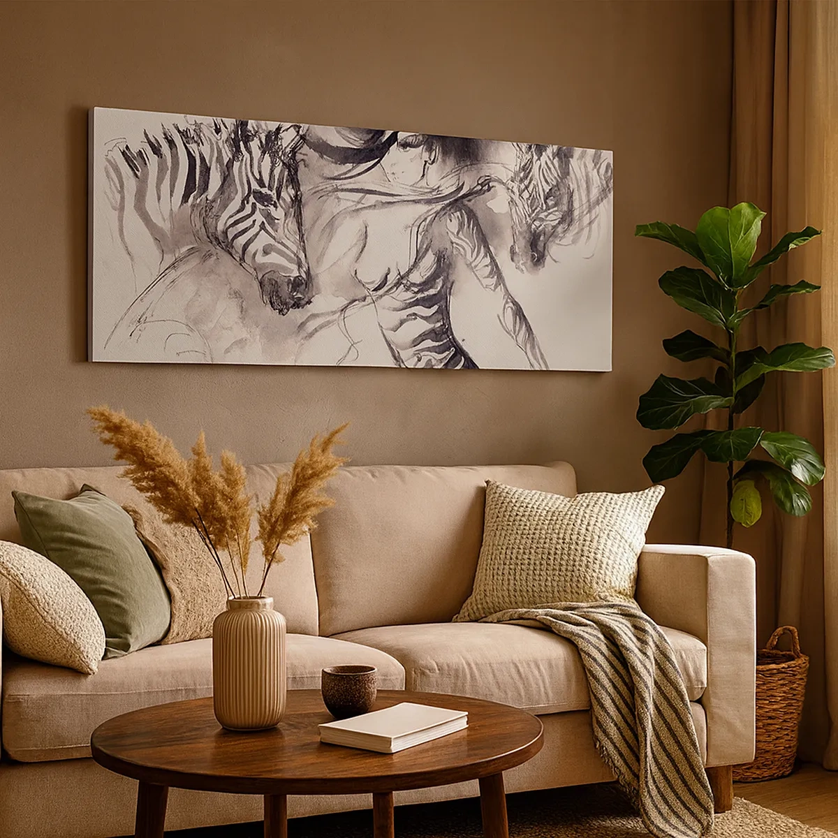 Quadro em tela - Dançando com as zebras - 30x30 cm