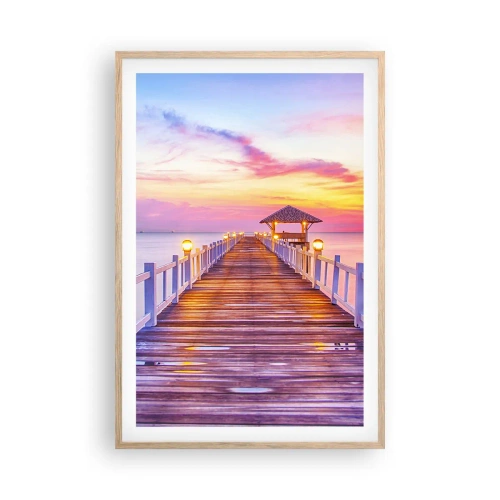 Pôster com moldura de carvalho claro - O silêncio lilás-dourado da noite - 61x91 cm