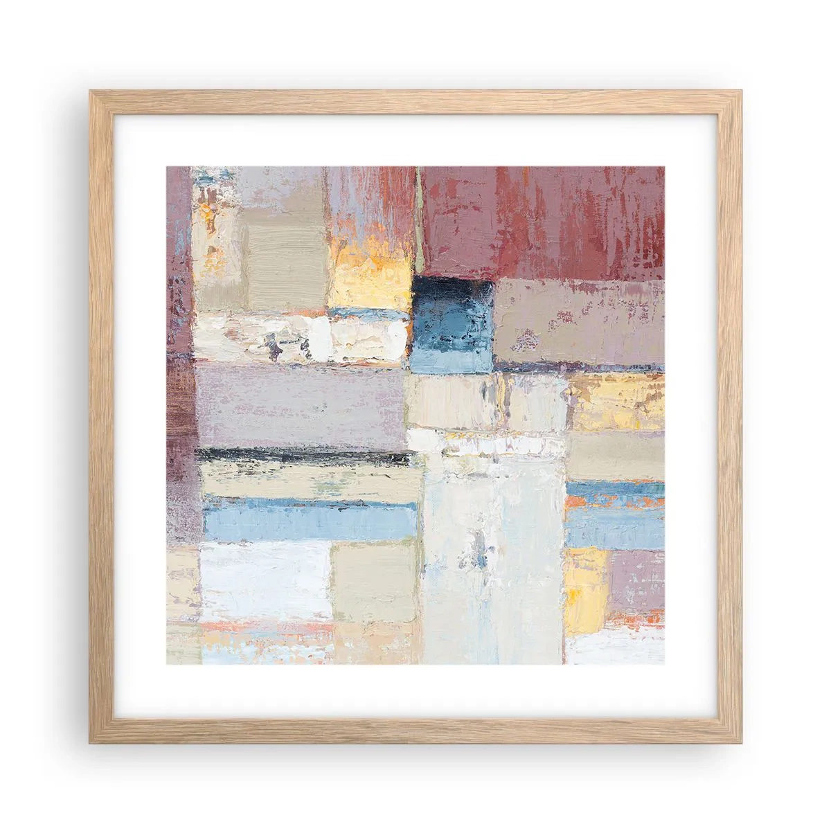Pôster com moldura de carvalho claro - A paz da geometria - 40x40 cm