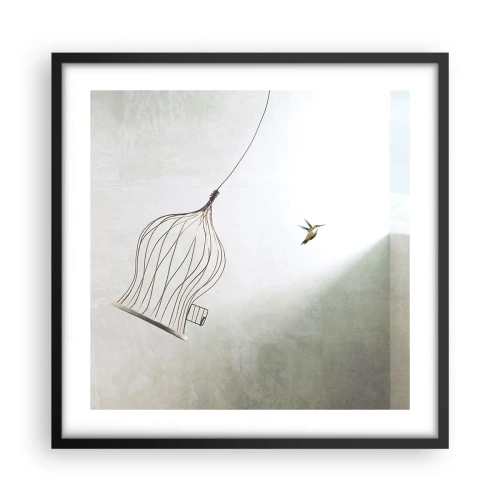 Pôster com moldura preta - Enfim a liberdade - 50x50 cm