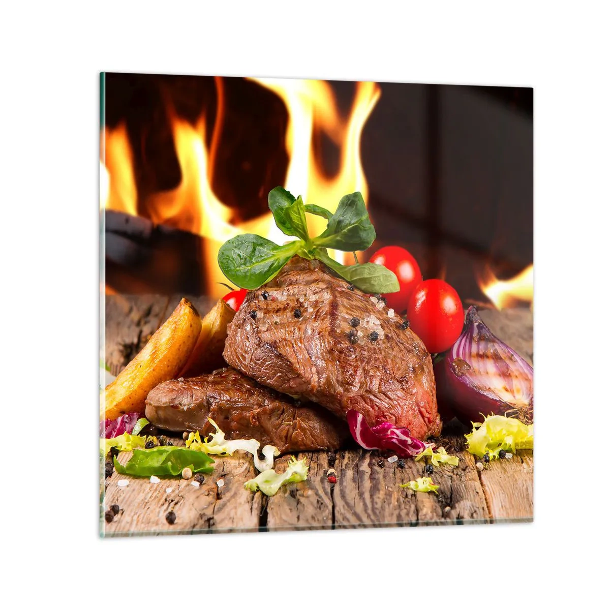 Quadro em vidro - Feito com brasas - 70x70 cm