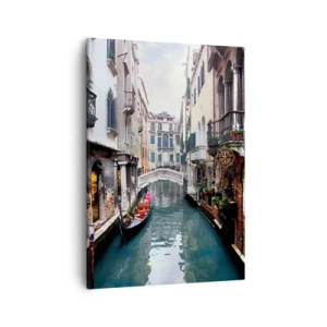 Quadro em tela - Paisagem veneziana com gôndola e ponte - 50x70 cm